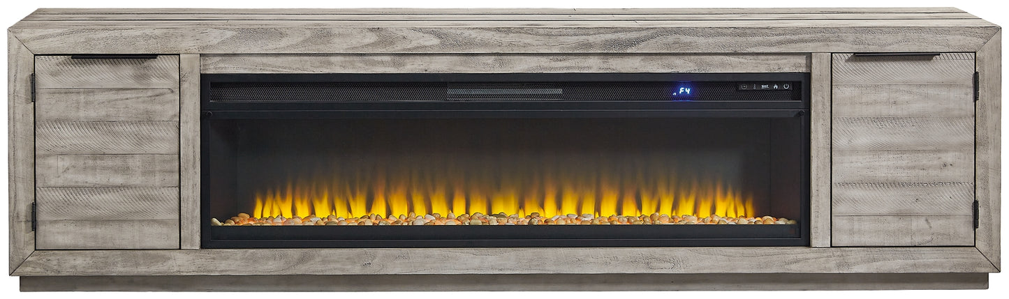 Mueble de TV Naydell de 92" con chimenea eléctrica