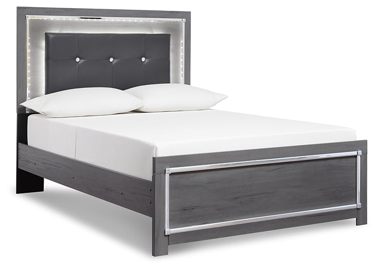 Cama King Lodanna con tocador con espejo, cómoda y dos mesitas de noche