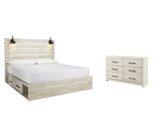 Cama King con 4 cajones de almacenamiento y tocador Cambeck