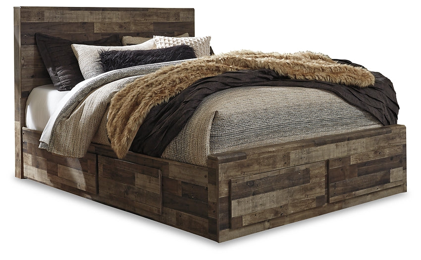 Cama Queen con 6 cajones de almacenamiento y tocador con espejo Derekson