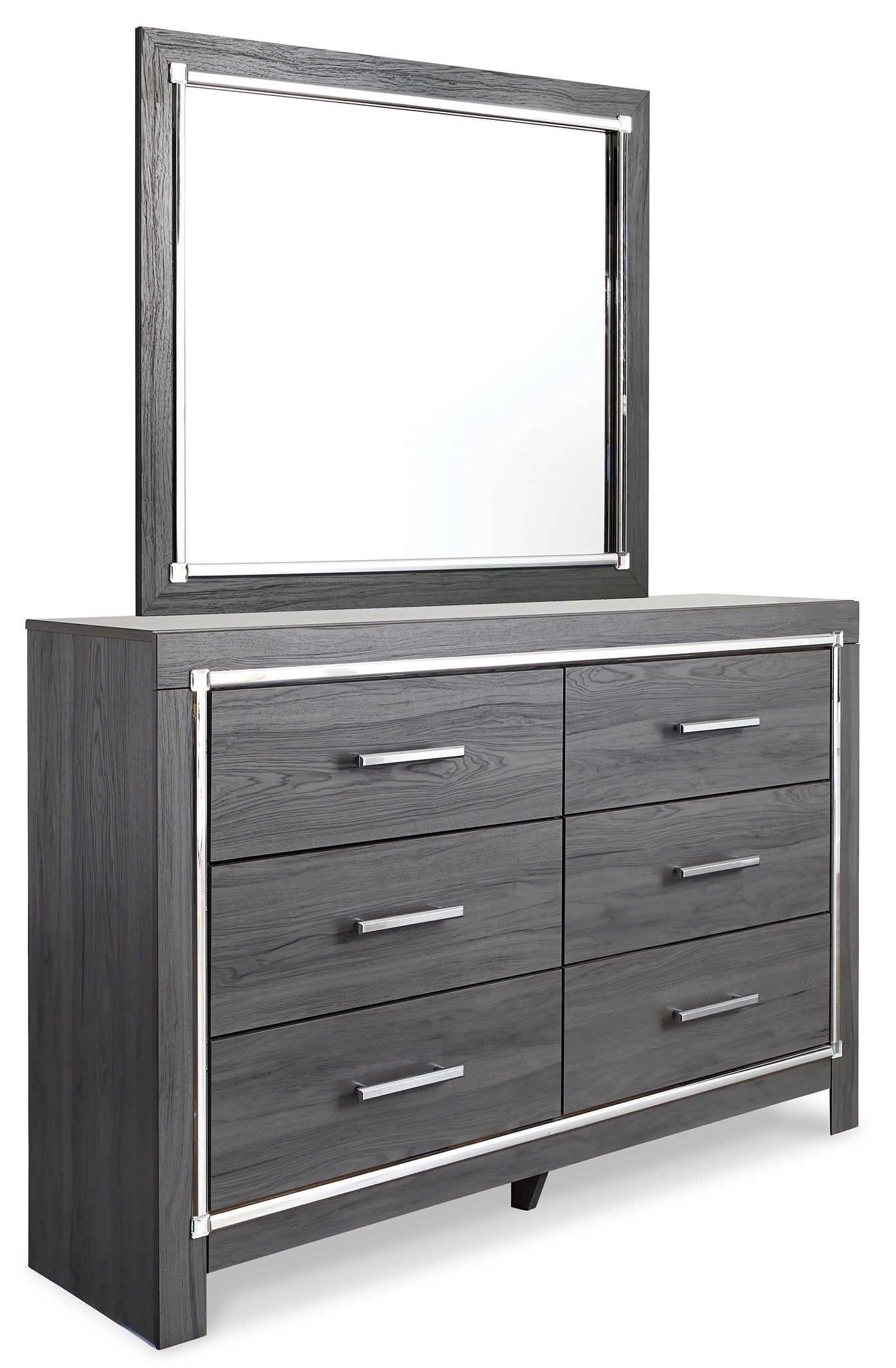 Lodanna King Panel Bed with 2 Storage Drawers with Mirrored Dresser, Chest and 2 Nightstands