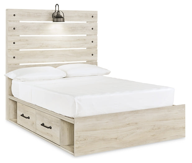 Cama con paneles Cambeck con 2 cajones de almacenamiento, tocador con espejo, cómoda y 2 mesitas de noche