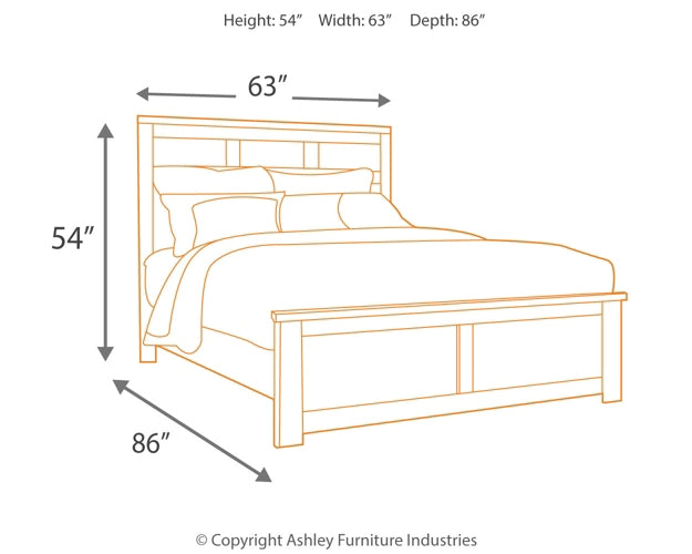 Cama Queen Juararo con paneles y tocador con espejo