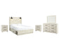 Cama Queen Cambeck con 4 cajones de almacenamiento, tocador con espejo y 2 mesitas de noche