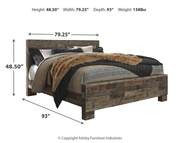 Cama tamaño king con paneles y tocador con espejo Derekson