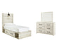 Cama doble Cambeck con 4 cajones de almacenamiento y tocador con espejo