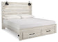 Cama King con dos cajones de almacenamiento y tocador con espejo Cambeck