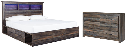 Cama con estantería y 2 cajones de almacenamiento con tocador Drystan King