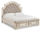 Cama King tapizada Realyn con tocador con espejo