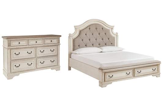 Cama King tapizada con tocador Realyn