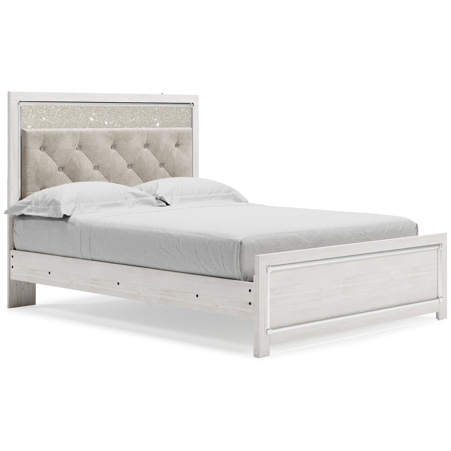 Cama Queen Altyra con paneles y tocador con espejo