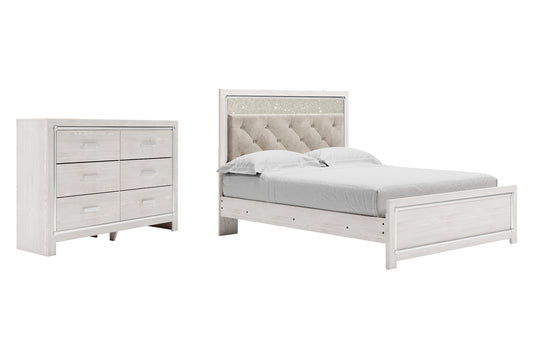 Cama Queen Altyra con paneles y tocador