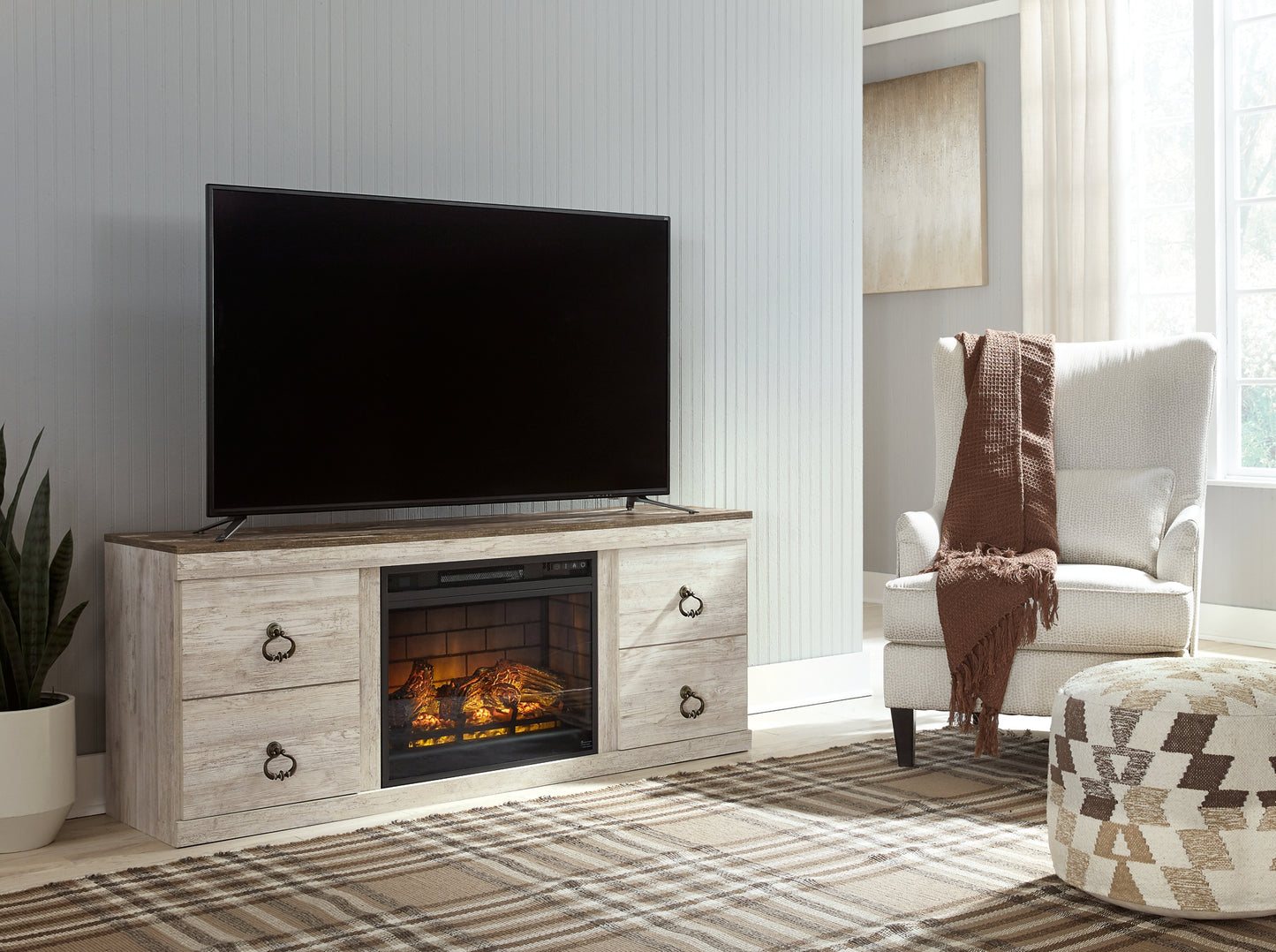 Mueble de TV con chimenea eléctrica Willowton