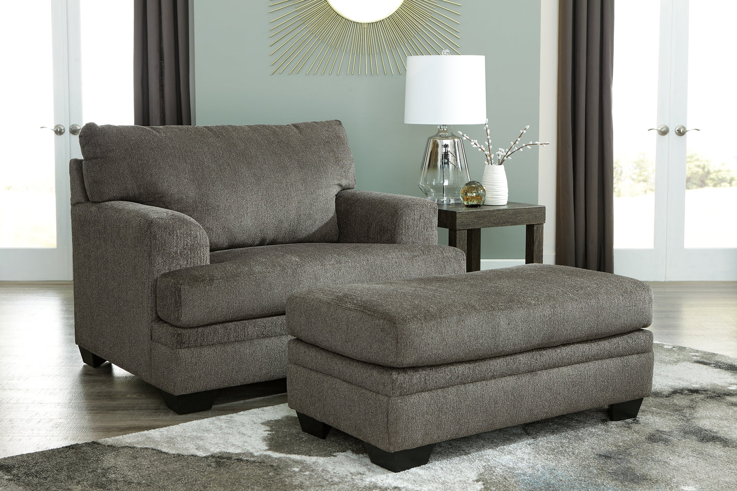 Dorsten Sofa Chaise, Chair, and Ottoman