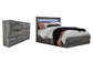 Cama Queen con 4 cajones de almacenamiento y tocador Baystorm