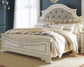 Cama California King con paneles tapizados y tocador Realyn