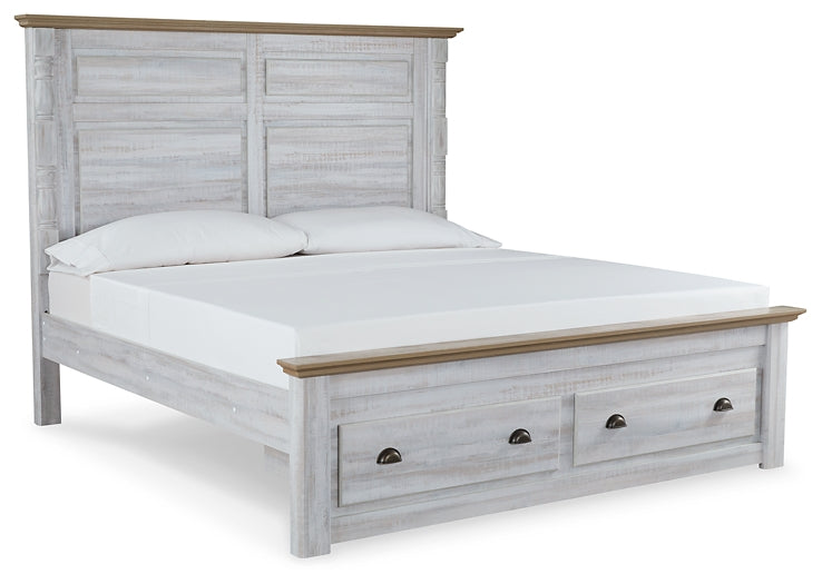 Cama King con paneles de almacenamiento, tocador con espejo y dos mesitas de noche Haven Bay