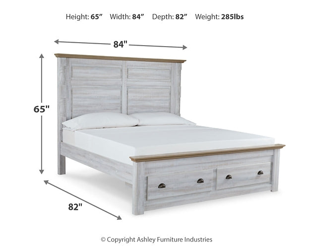 Cama King con paneles de almacenamiento, tocador con espejo y dos mesitas de noche Haven Bay