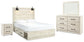 Cama Queen Cambeck con dos cajones de almacenamiento, tocador con espejo y mesita de noche