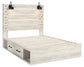 Cama Queen Cambeck con dos cajones de almacenamiento, tocador con espejo y mesita de noche