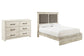 Cama Queen con paneles tapizados y tocador Cambeck