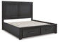 Cama King Foyland con almacenamiento y tocador con espejo