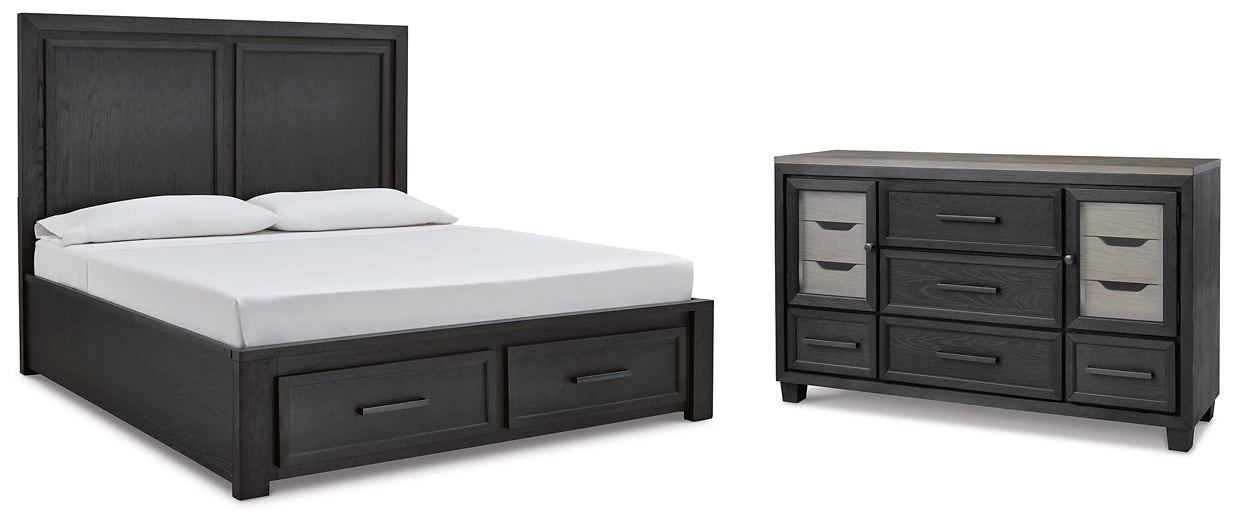 Cama King Foyland con almacenamiento y tocador