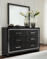 Kaydell King Upholstered Panel Storage Bed with Mirrored Dresser, Chest and 2 Nightstands