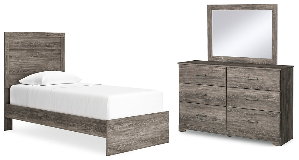 Cama Ralinksi Twin Panel con tocador con espejo