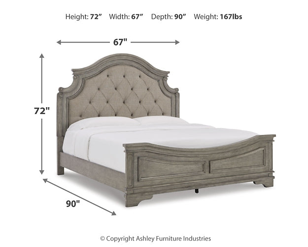 Cama Queen con paneles y tocador con espejo de Lodenbay