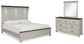 Cama California King con paneles y tocador con espejo Darborn