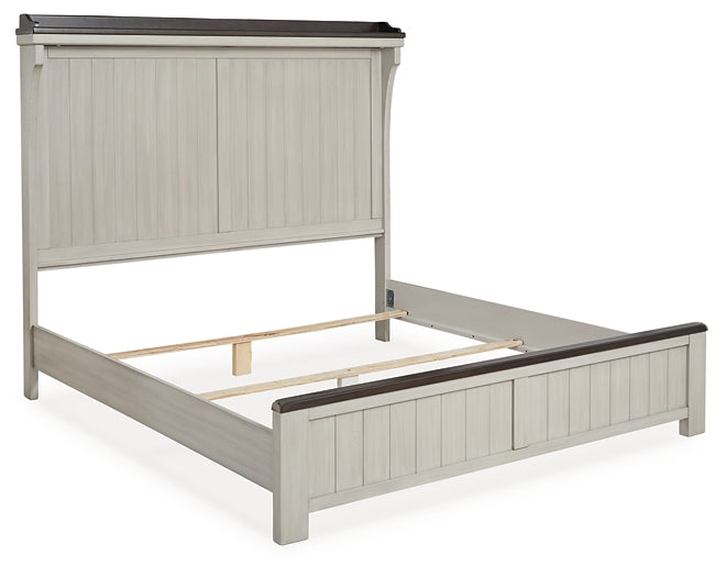 Cama California King con paneles y tocador Darborn