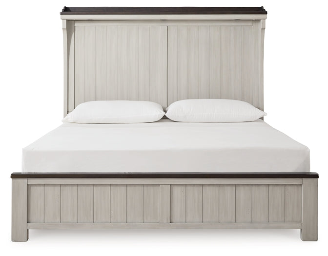 Cama California King con paneles y tocador Darborn