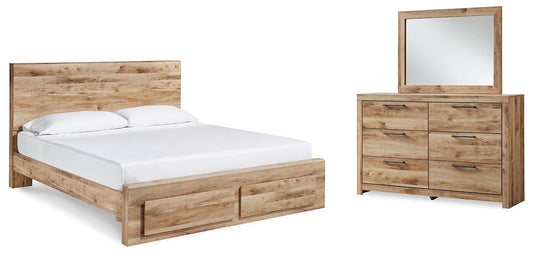 Cama Queen Hyanna con paneles de almacenaje y tocador con espejo