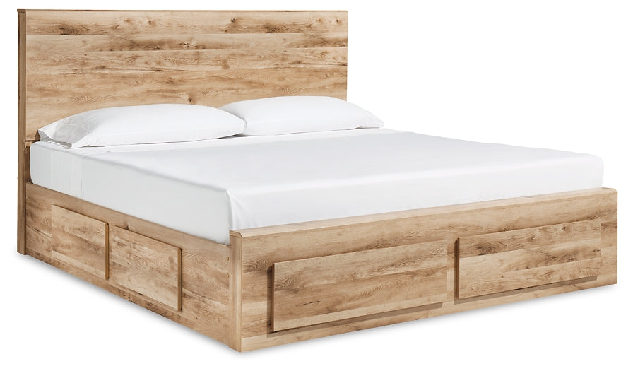 Cama Queen Hyanna con paneles de almacenaje y tocador con espejo