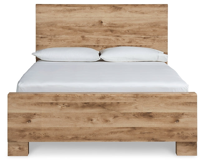 Cama King Hyanna con tocador con espejo, cómoda y mesita de noche