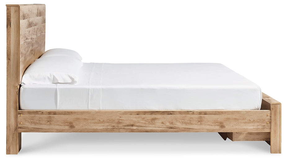 Cama King Hyanna con paneles de almacenamiento y tocador con espejo