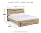 Cama King Hyanna con paneles de almacenamiento y tocador con espejo