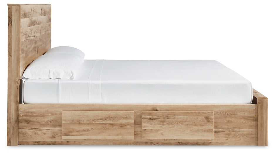 Cama King Hyanna con paneles de almacenamiento y tocador con espejo