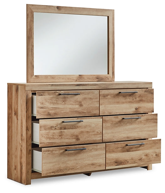 Hyanna Full Panel Bed with Storage with Mirrored Dresser, Chest and Nightstand