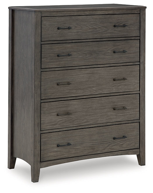 Montillan California King Panel Bed with Mirrored Dresser, Chest and Nightstand