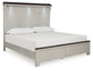 Cama California King con paneles Darborn, tocador con espejo y mesita de noche