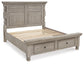 Harrastone King Panel Bed with Mirrored Dresser and Chest