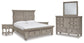 Cama California King con paneles Harrastone, tocador con espejo y dos mesitas de noche