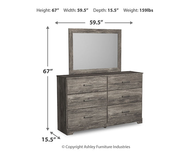 Cama Ralinksi Twin Panel con tocador con espejo