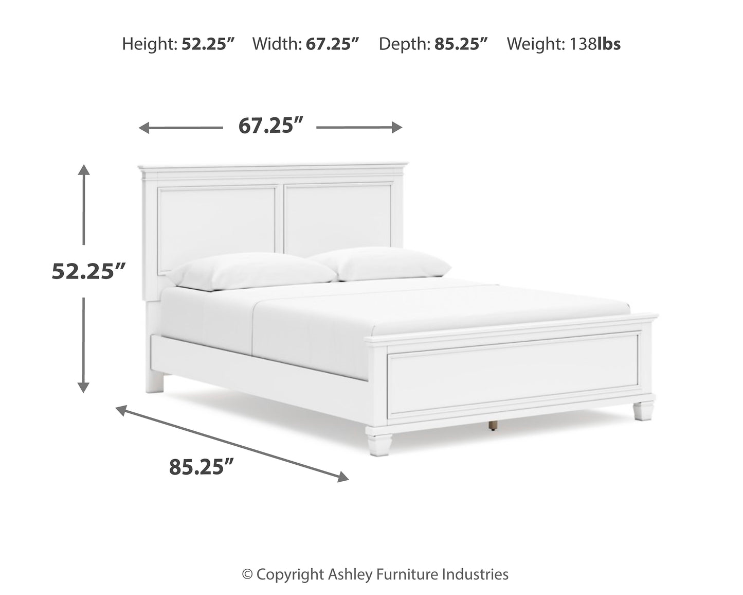 Cama Queen Fortman con paneles y tocador con espejo